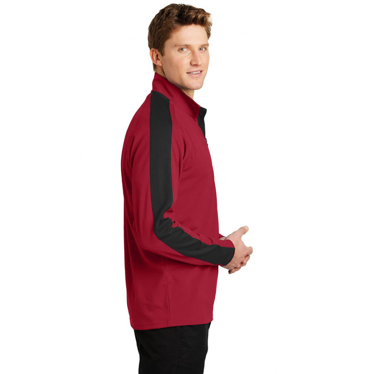 Sport-Tek® Sport-Wick® Textured Colorblock 1/4-Zip Pullover