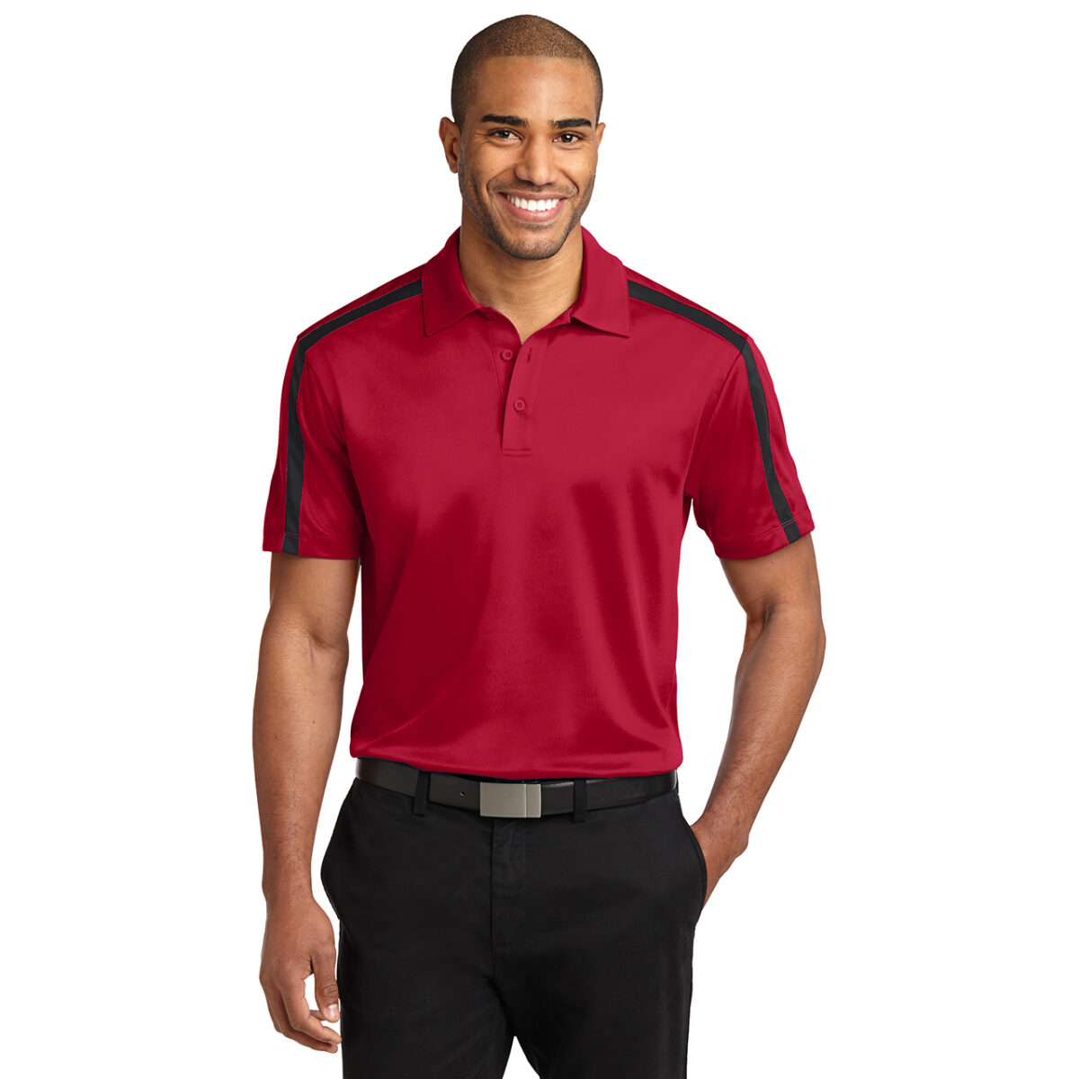 Mens Silk Touch Performance Colorblock Stripe Polo