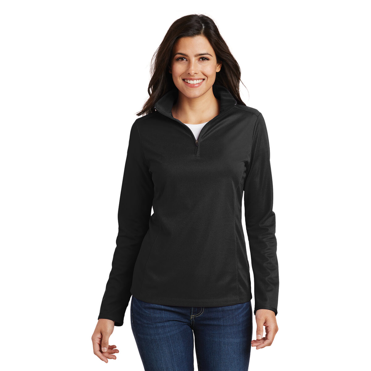 Ladies Pinpoint Mesh 1/2-Zip