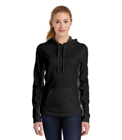 Sport-Tek® Ladies Sport-Wick® Fleece Colorblock Hooded Pullover