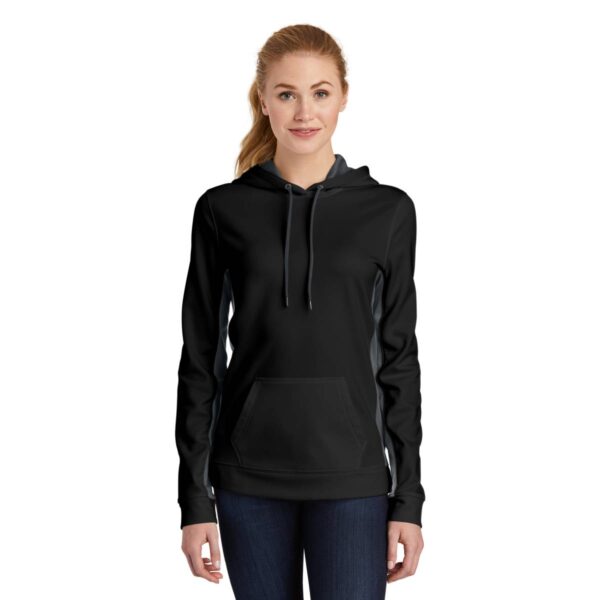 Sport-Tek® Ladies Sport-Wick® Fleece Colorblock Hooded Pullover