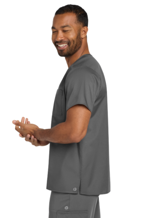 Unisex WorkFlex Chest Pocket V-Neck Top - Image 3
