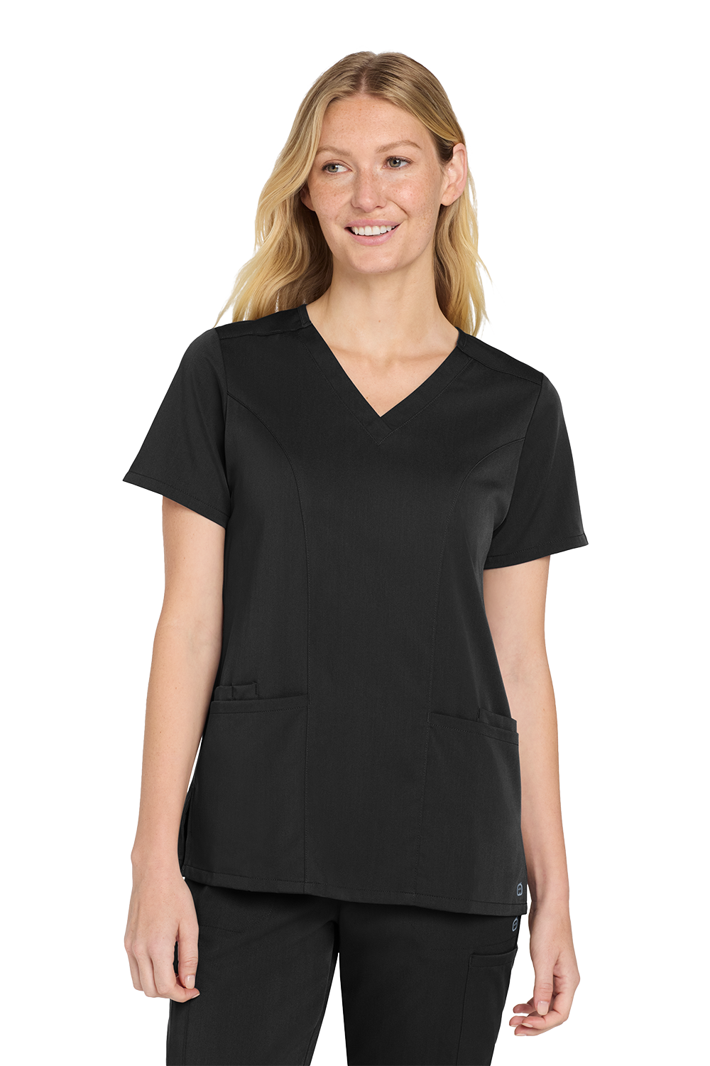 WW4168_BLACK_MODEL_FRONT Women’s Premiere Flex™ V-Neck Top - Image 1