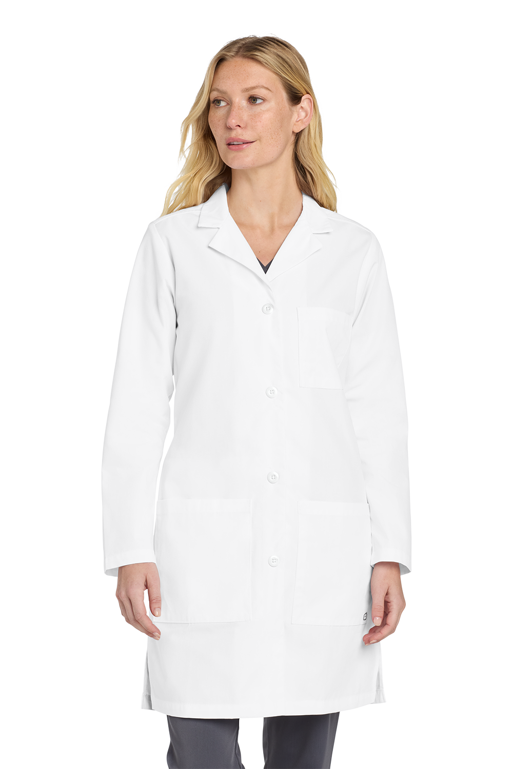 WW4172_WHITE_MODEL_FRONT Women’s Long Lab Coat - Image 1