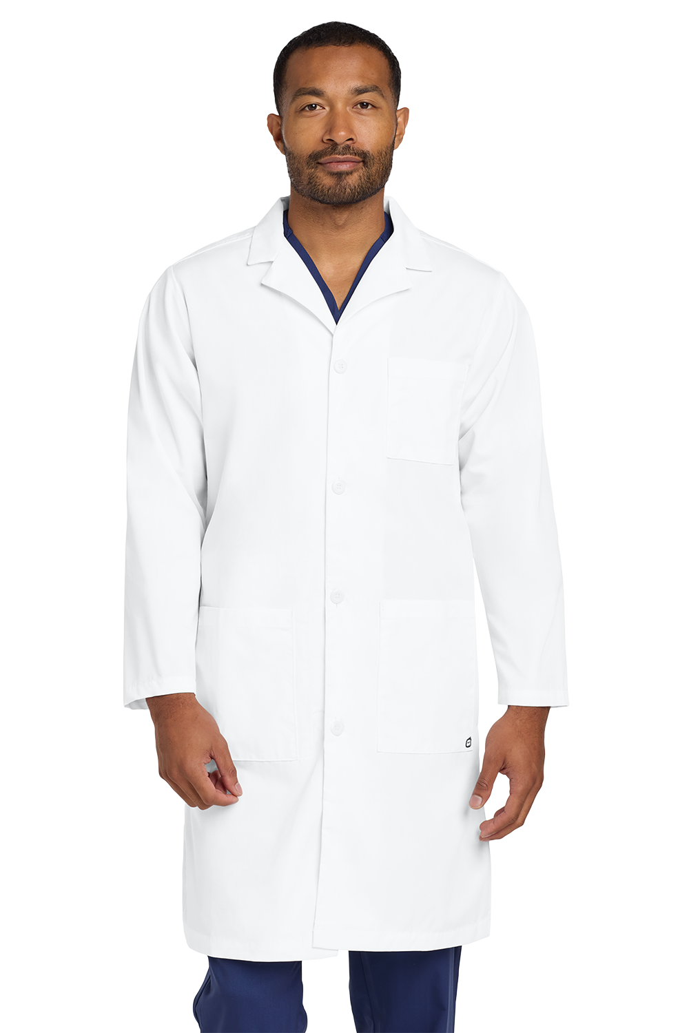WW5172_WHITE_MODEL_FRONT Men's Long Lab Coat - Image 1