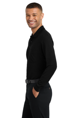 Silk Touch™ Long Sleeve Polo with Pocket - Image 3